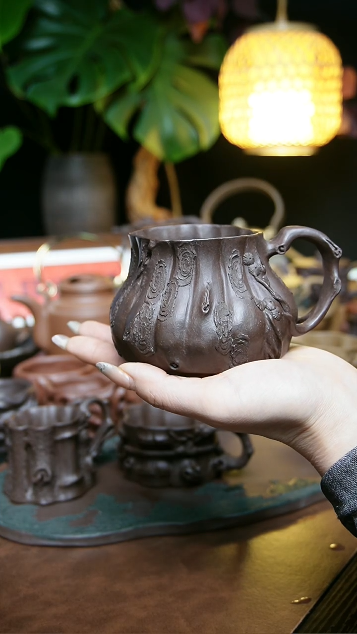 茶杯紫砂全手福袋树桩主人杯
