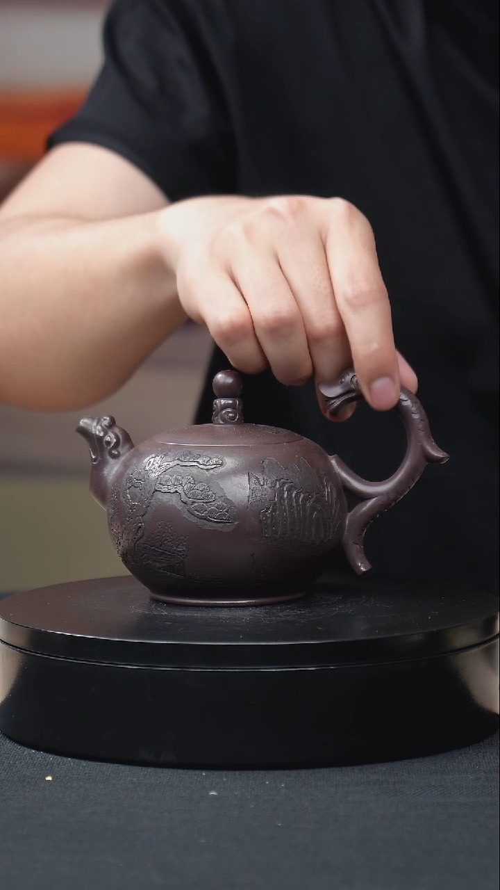 紫砂茶壶半把龙提梁