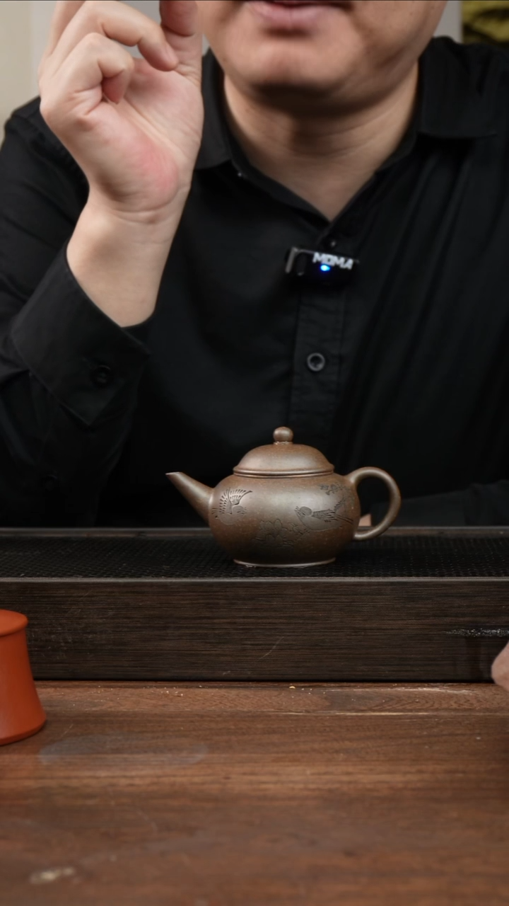 茶杯紫砂竹*还原烧水平   刻绘小鸟   140CC  