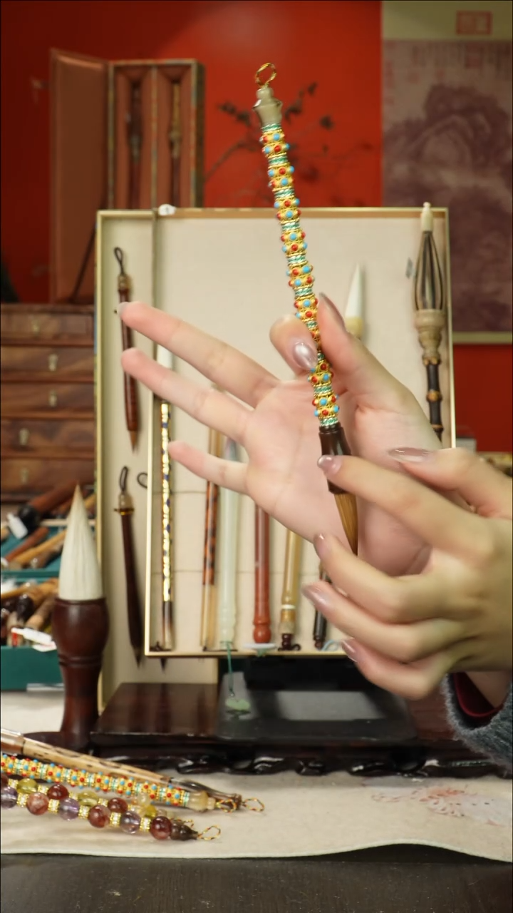 35号闪孤品高货毛笔链接 清水试笔 蘸墨不退