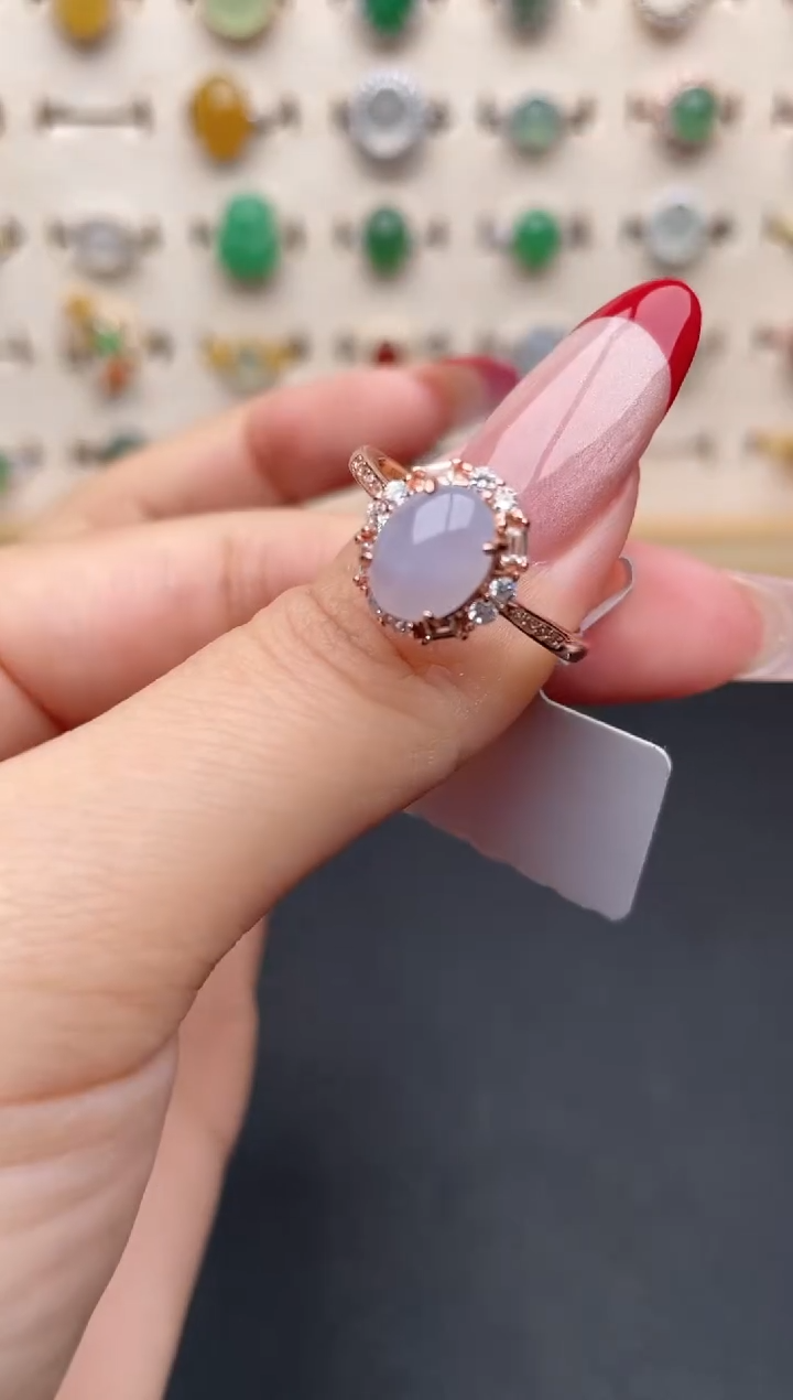 【闪购商品】翡翠戒指银S925镶嵌一物一证一礼盒