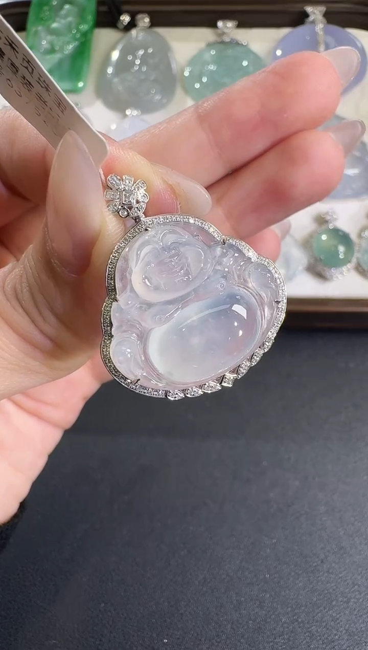 吊坠(不含链)18K金镶嵌翡翠✎****う【源头工厂】钻石镶嵌