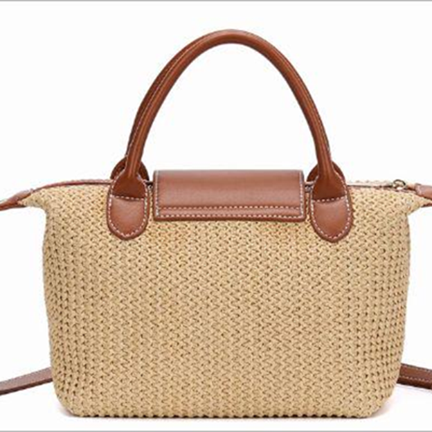 WEIGE【棕色】亚麻手提单肩腋下包 BV6077-棕色