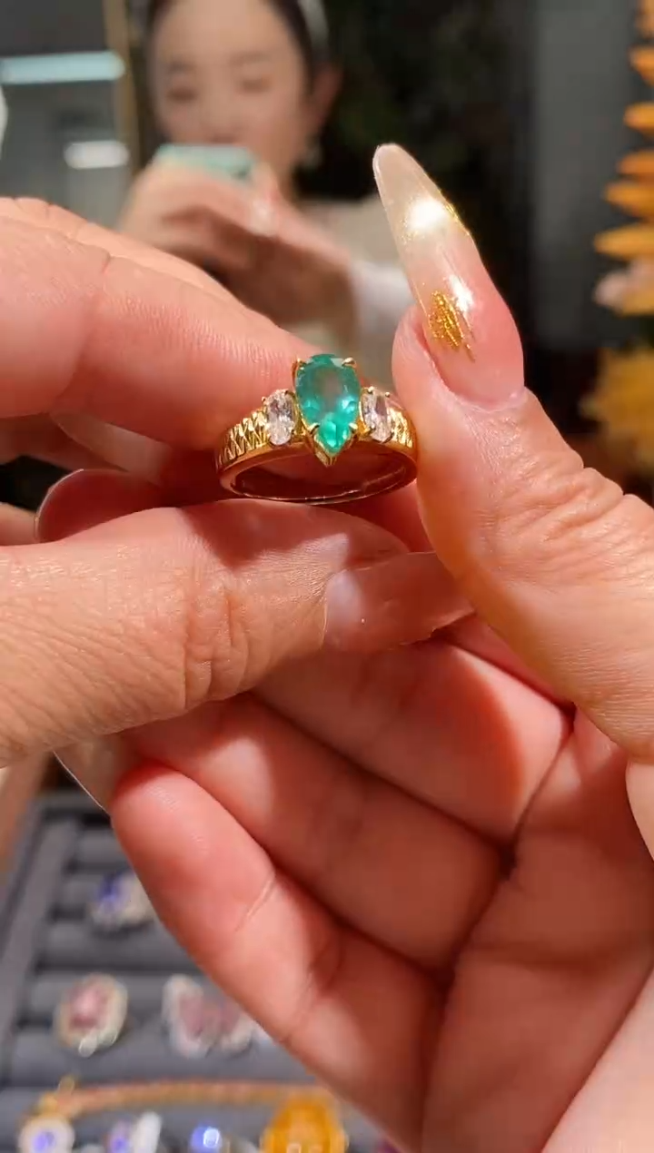 未镶嵌戒指祖母绿天然祖母绿戒指