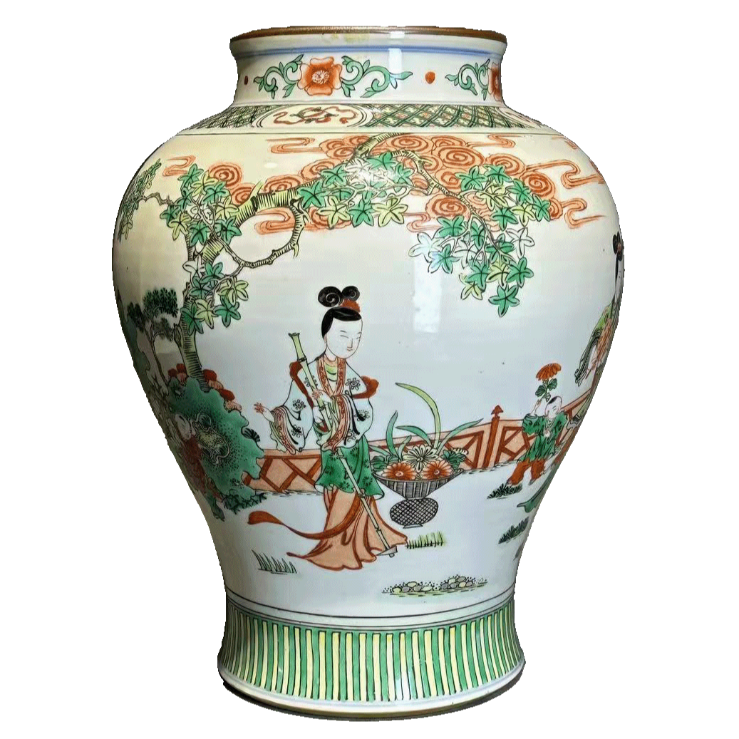 25200746x五彩四妃十六子纹太白罐