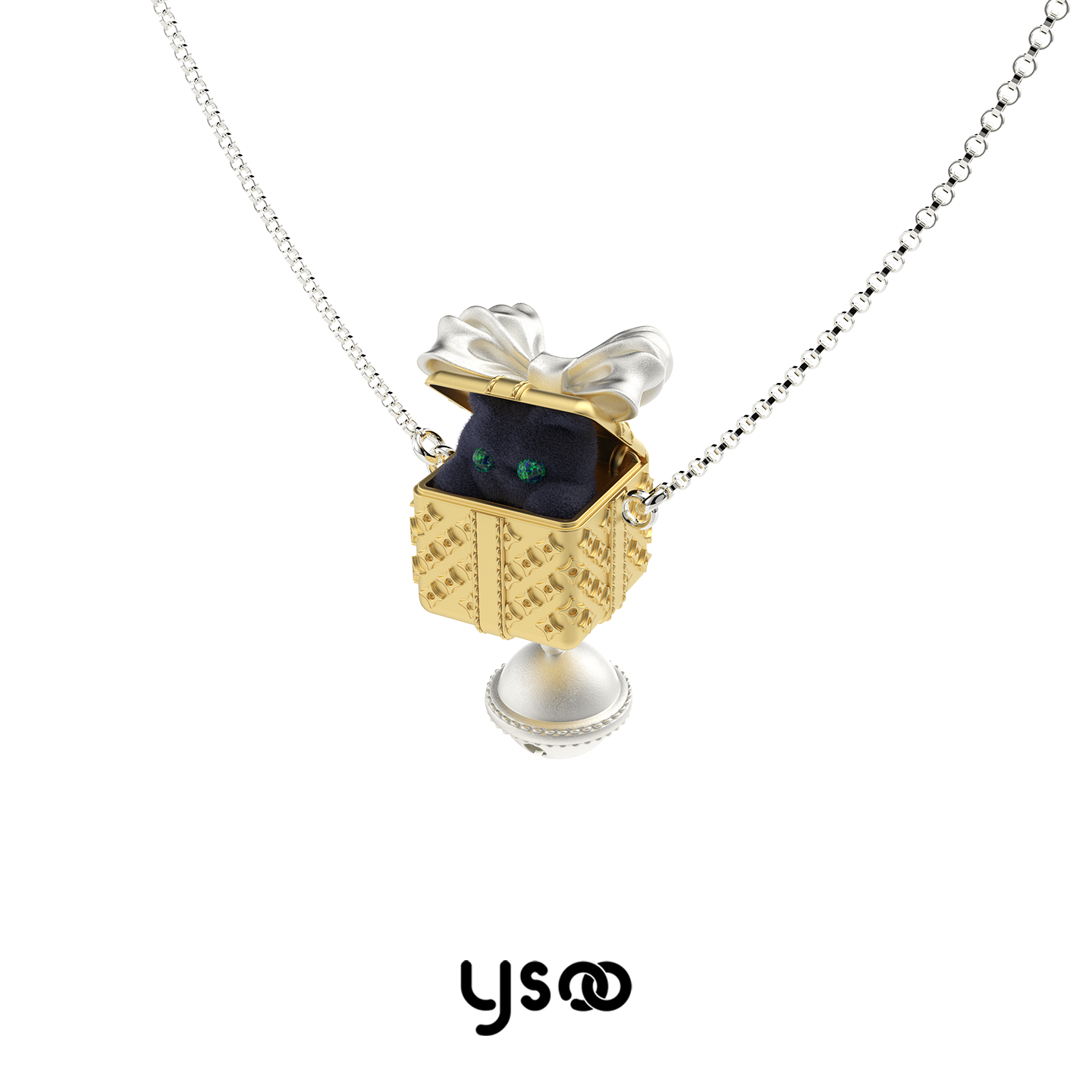 坠链均925银 礼盒藏了一只猫！原创设计创意礼物毛衣链送女友闺蜜