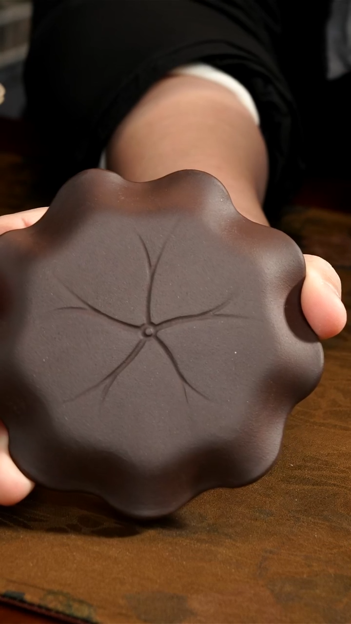 茶壶紫砂紫泥荷叶小杯垫