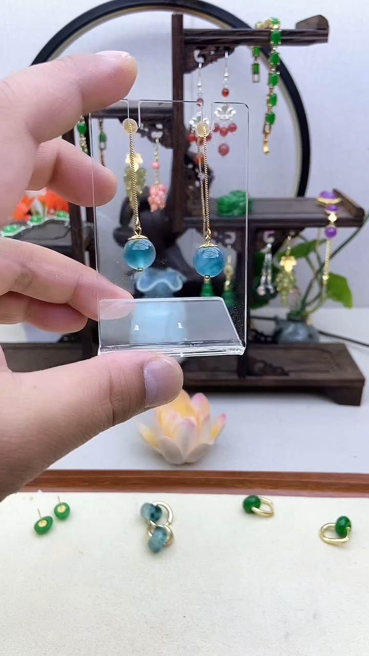 翡翠14K金镶嵌耳饰11号