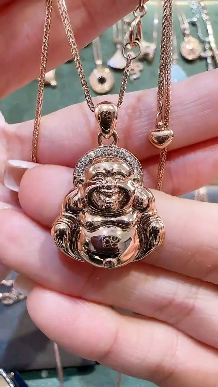 【闪购商品】天然钻石吊坠(不含链)18K金镶嵌18K金钻石佛公吊坠