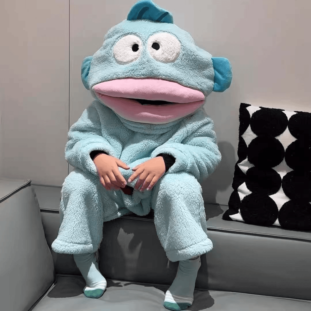 搞怪可爱丑鱼睡衣儿童冬季加绒加厚卡通保暖外穿家居服