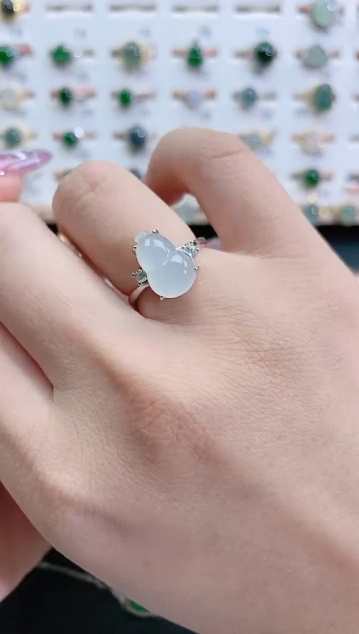 银S925镶嵌戒指翡翠天然翡翠