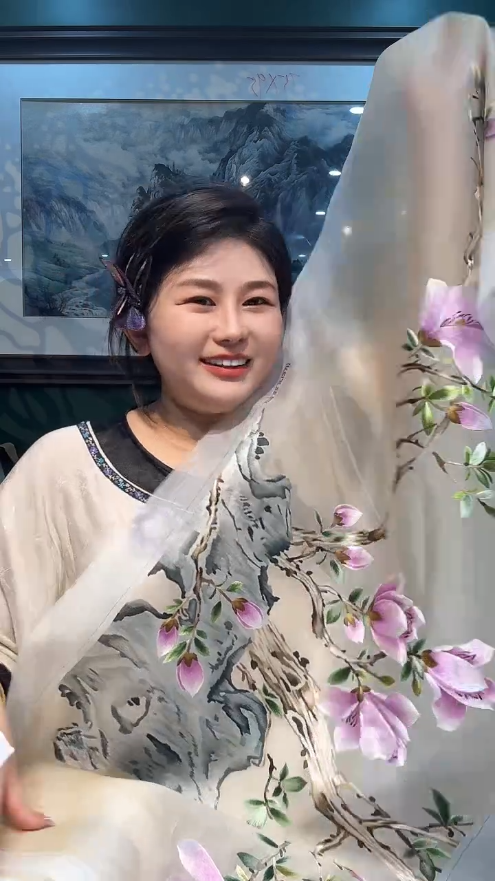 竖款非遗苏绣手工刺绣绣片