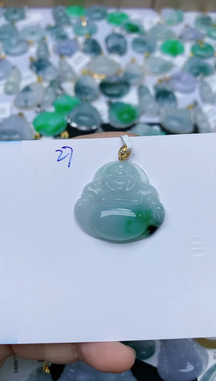 【闪购商品】翡翠颈饰18K金镶嵌天然翡翠A货    