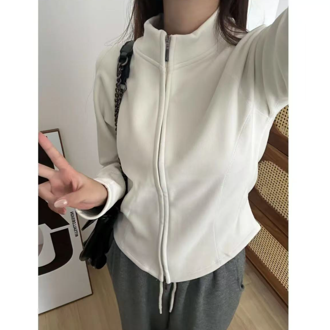 石墨烯7A抗菌蚕丝蛋白保暖外套女秋冬修身立领夹克（801）