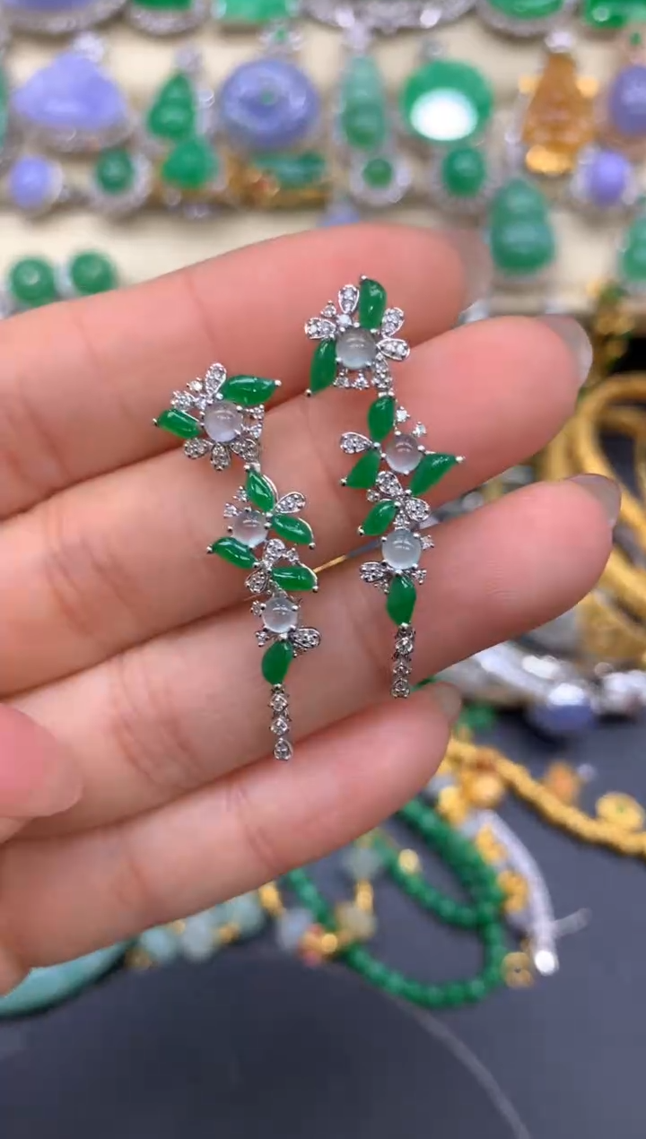 【闪购商品】翡翠耳饰18K金镶嵌409-中国好珍宝