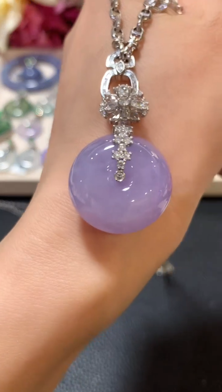 吊坠(不含链)18K金镶嵌翡翠z74紫色有色差多样性一件发货