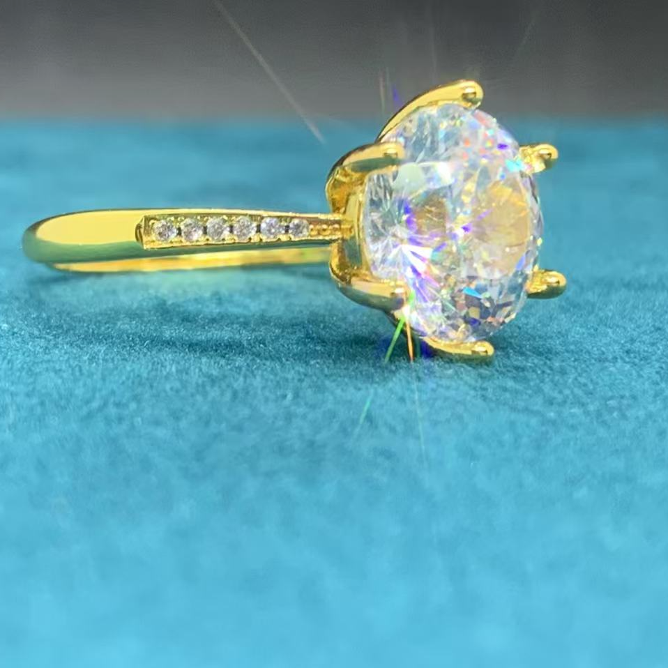 【南非库里南】NFKLN 高端奢华定制 金色六爪戒指 376