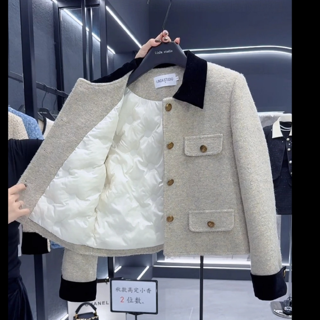 【新款+运费险】充绒法式气质香风外套秋冬毛呢高级翻领小香风RO533