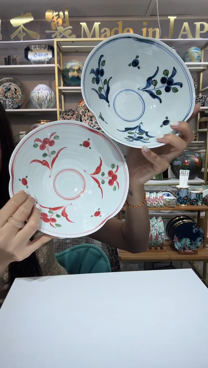 陶瓷一诚陶苑手绘万历大面碗18.3cm2件套