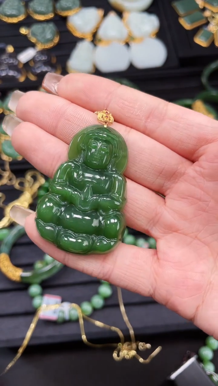 【闪购商品】和田玉吊坠18K金镶嵌50MM 多样性发一Z