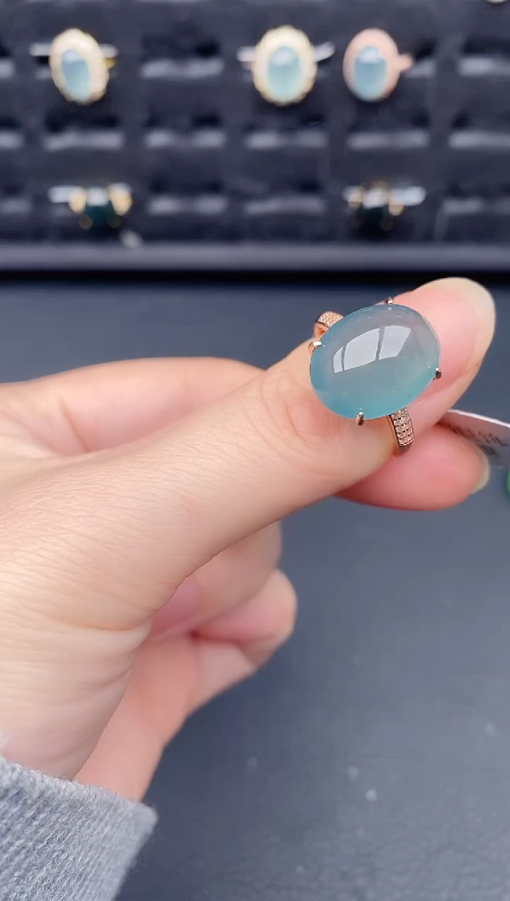 银S925镶嵌戒指翡翠天然a货翡翠130