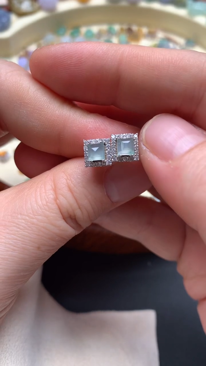 【闪购商品】翡翠耳饰银S925镶嵌翡翠镶嵌耳饰