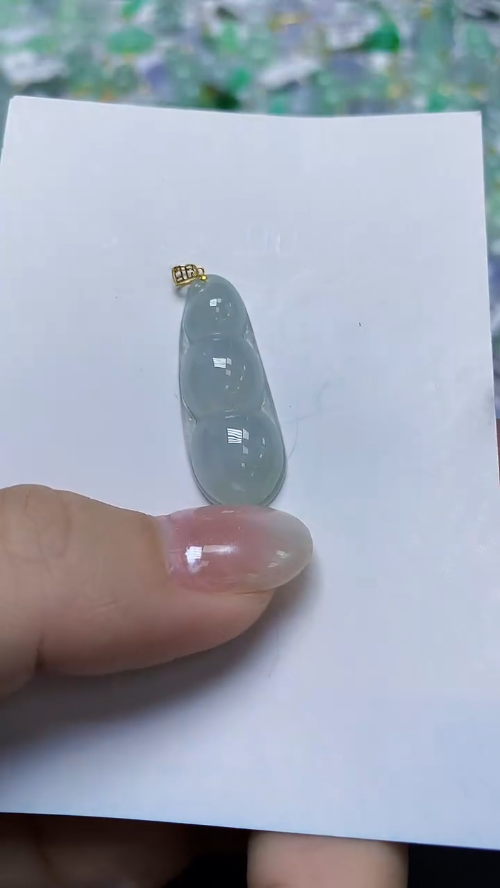 翡翠18K金镶嵌颈饰天然缅甸翡翠A货