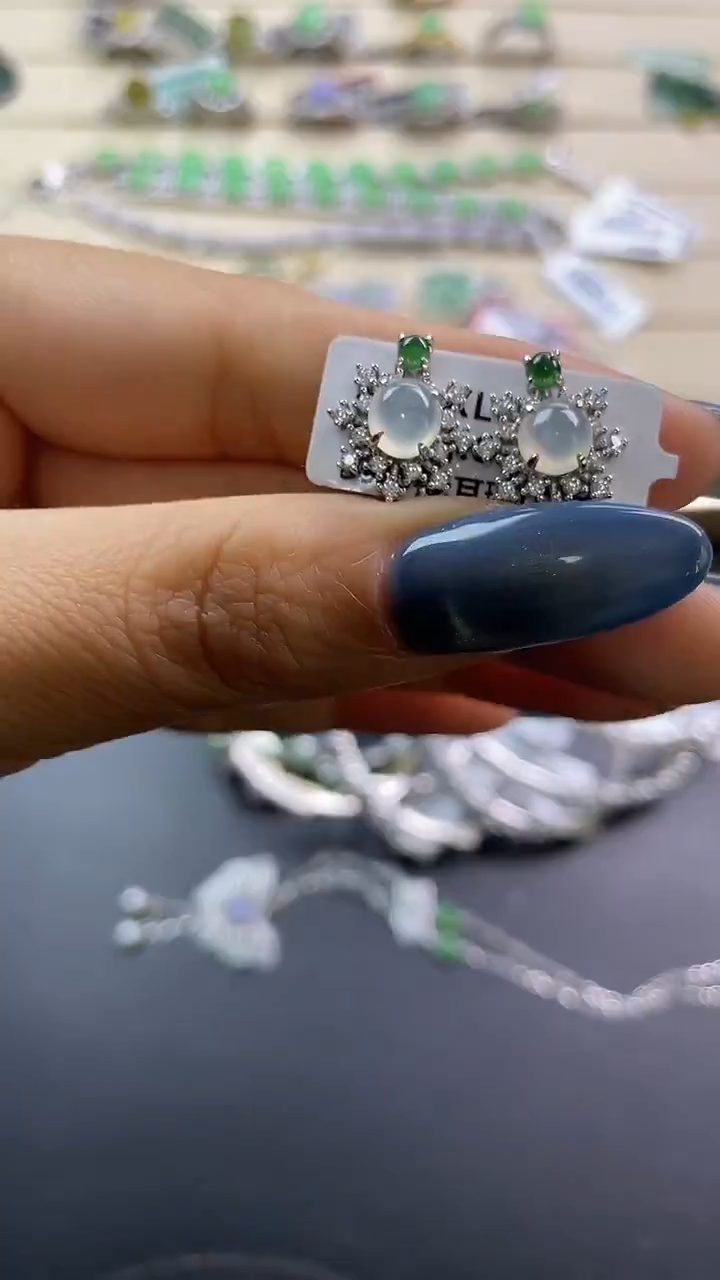 银S925镶嵌戒指翡翠翡翠 蛋面 银S925镶嵌