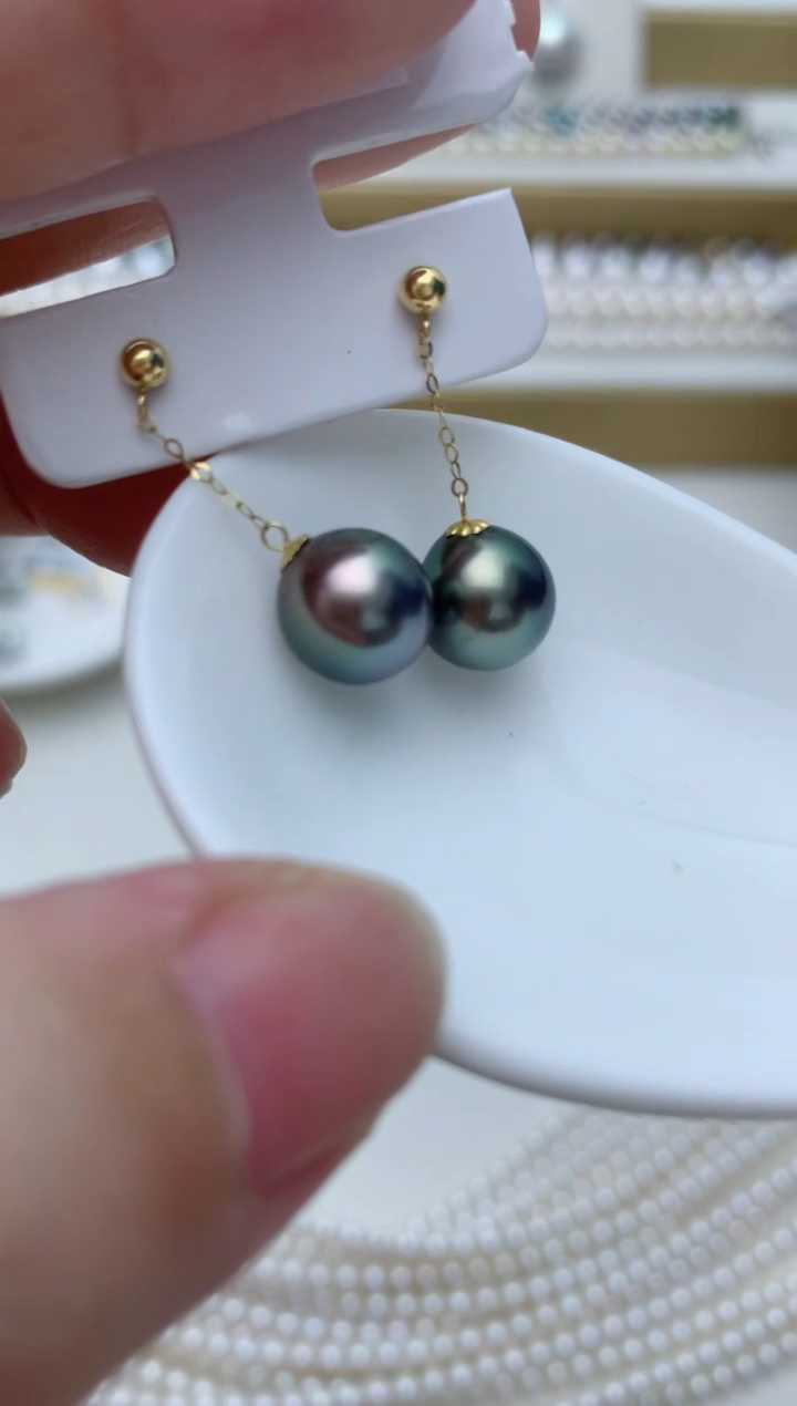 18K金镶嵌海水珍珠耳饰q42 