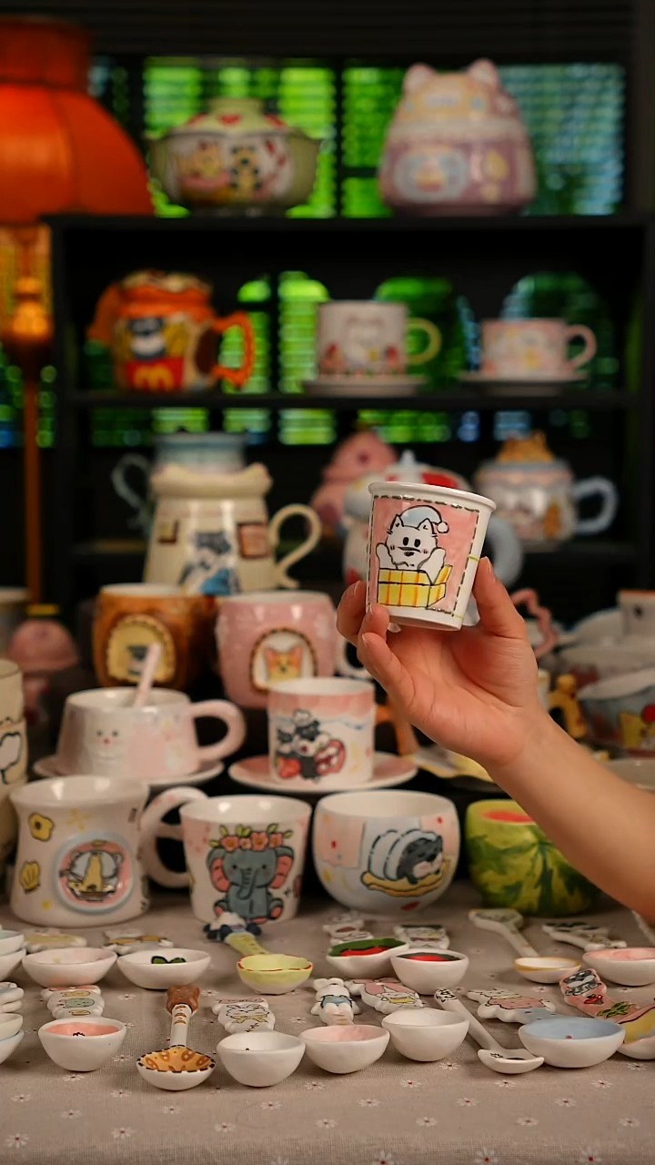 陶瓷无盖款景德镇高温釉下彩纯手绘创意瓷