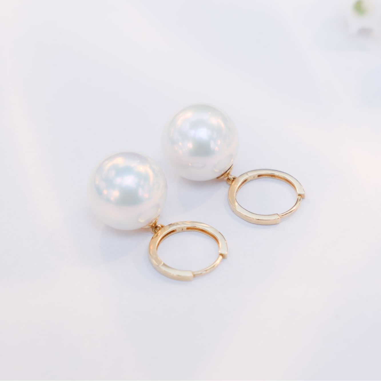 淡水珍珠18k圆形花环耳扣11-12mm