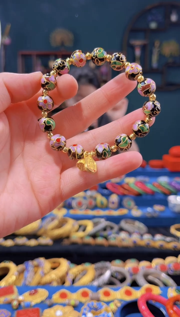 【闪购商品】非遗绝技 景泰蓝手串 黑