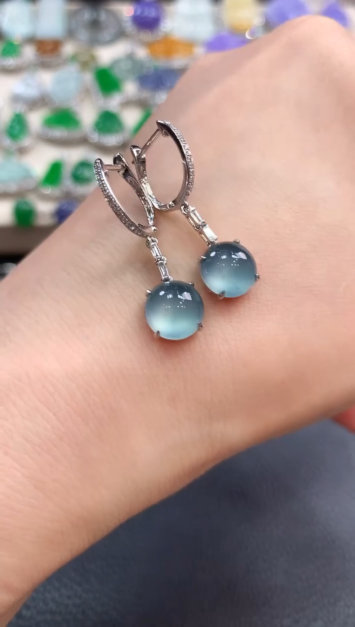 【闪购商品】翡翠耳饰18K金镶嵌m17       