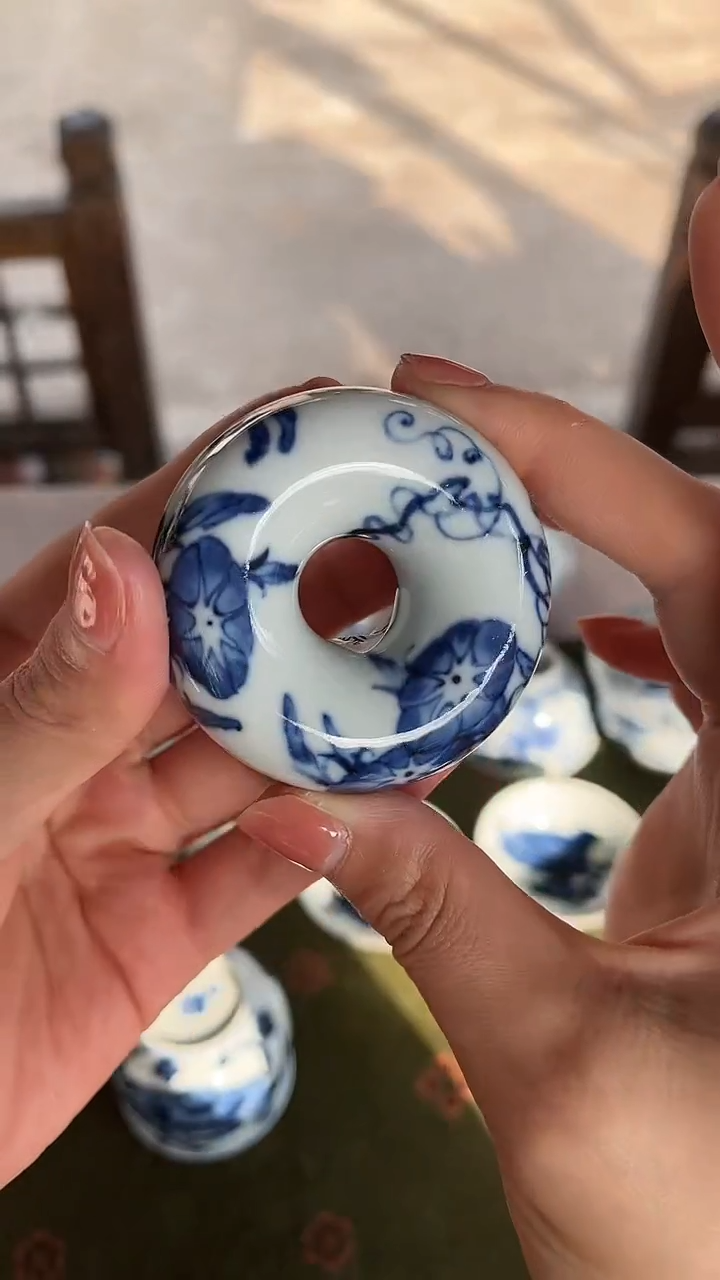 柴窑洪印慕明牵牛花小甜甜圈盖置