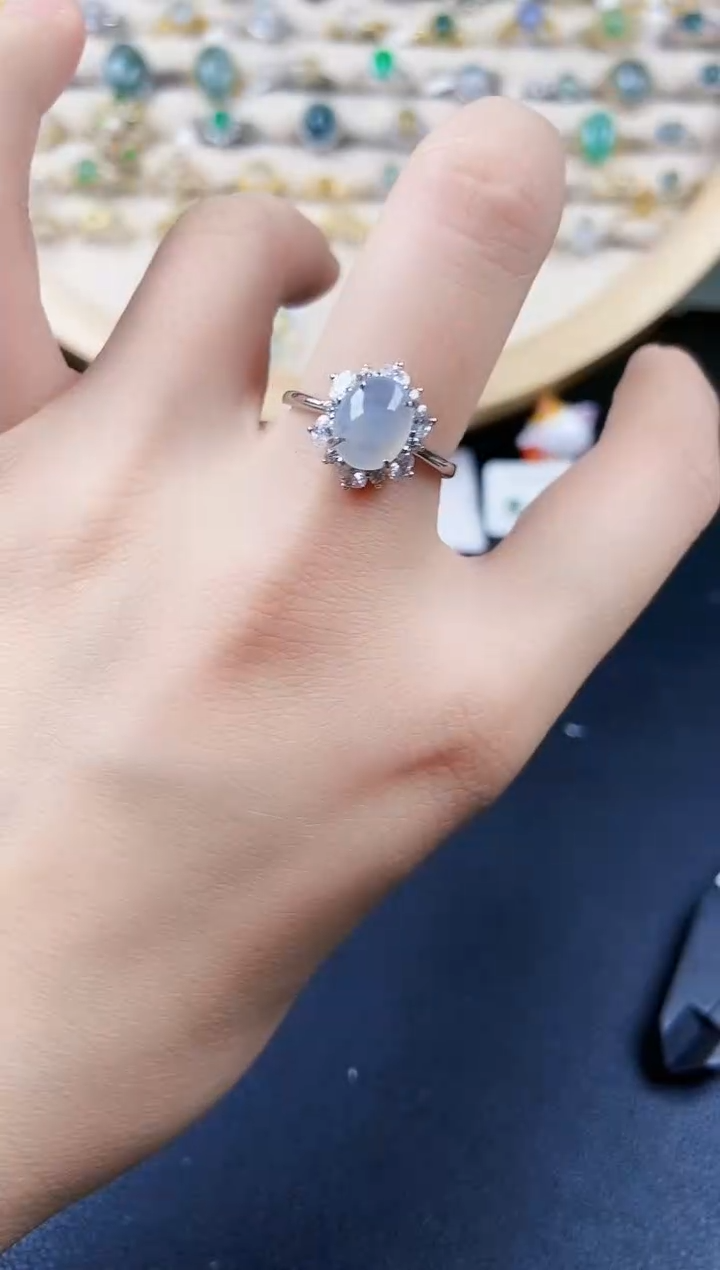 【闪购商品】翡翠银S925镶嵌戒指4646456