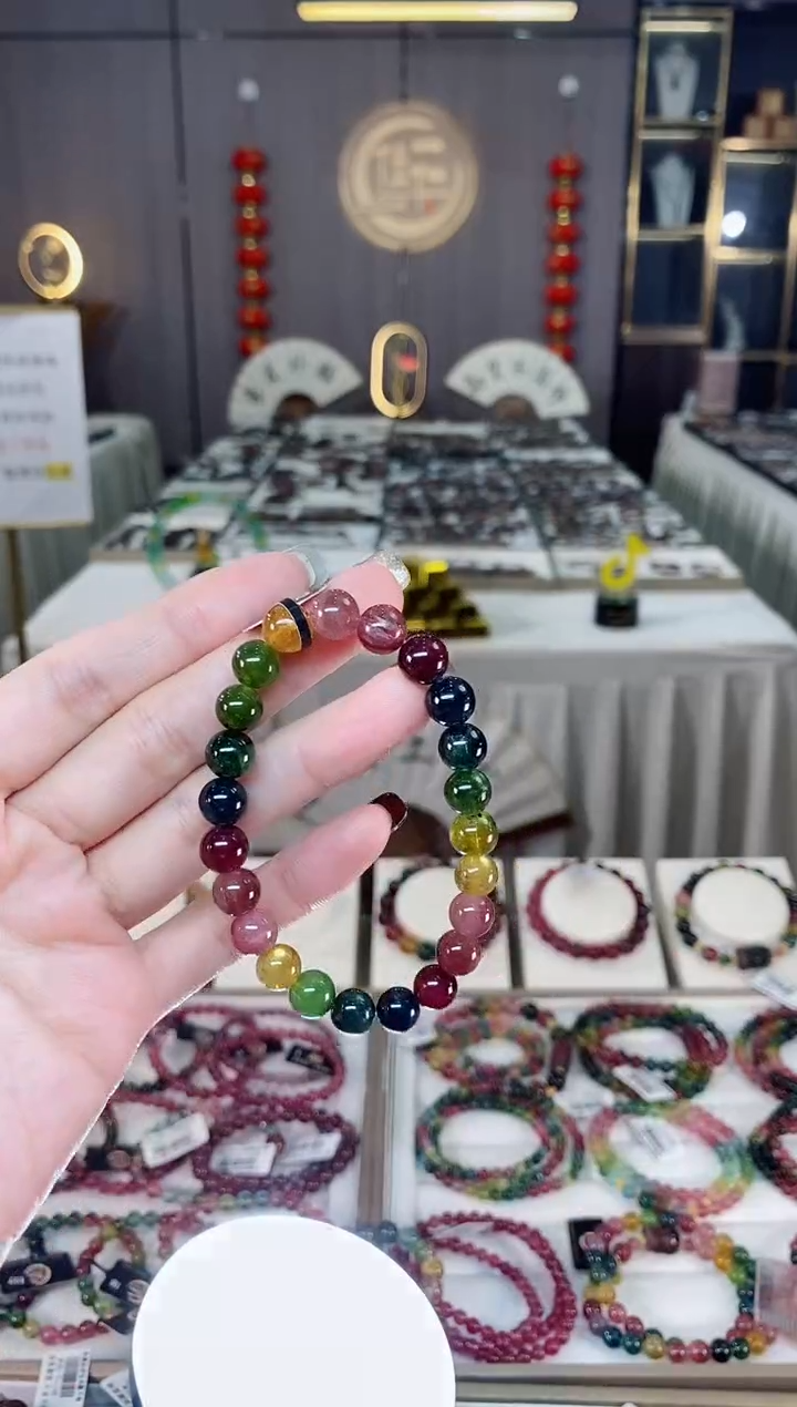 未镶嵌老矿碧玺色标单圈手串8mm+碧玺dan多样性发货一条