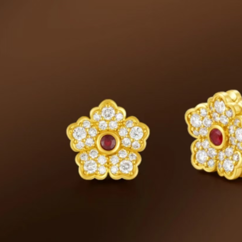 【质检发货】XH18k满镶繁花吊坠