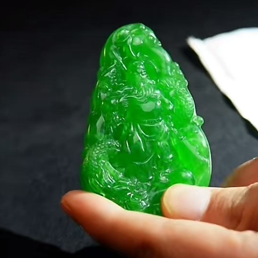 【华夏文物甄选商店02235】翡翠关公