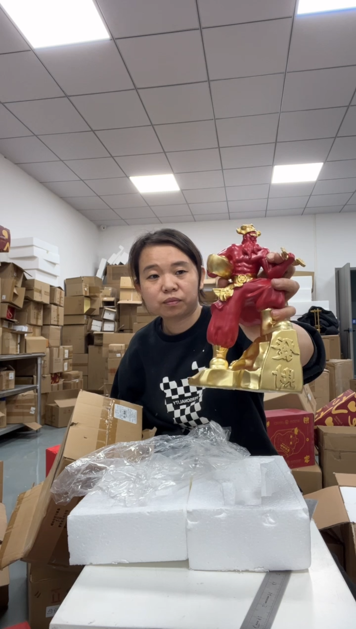 树脂文武财神摆件-红色暴富款孤品