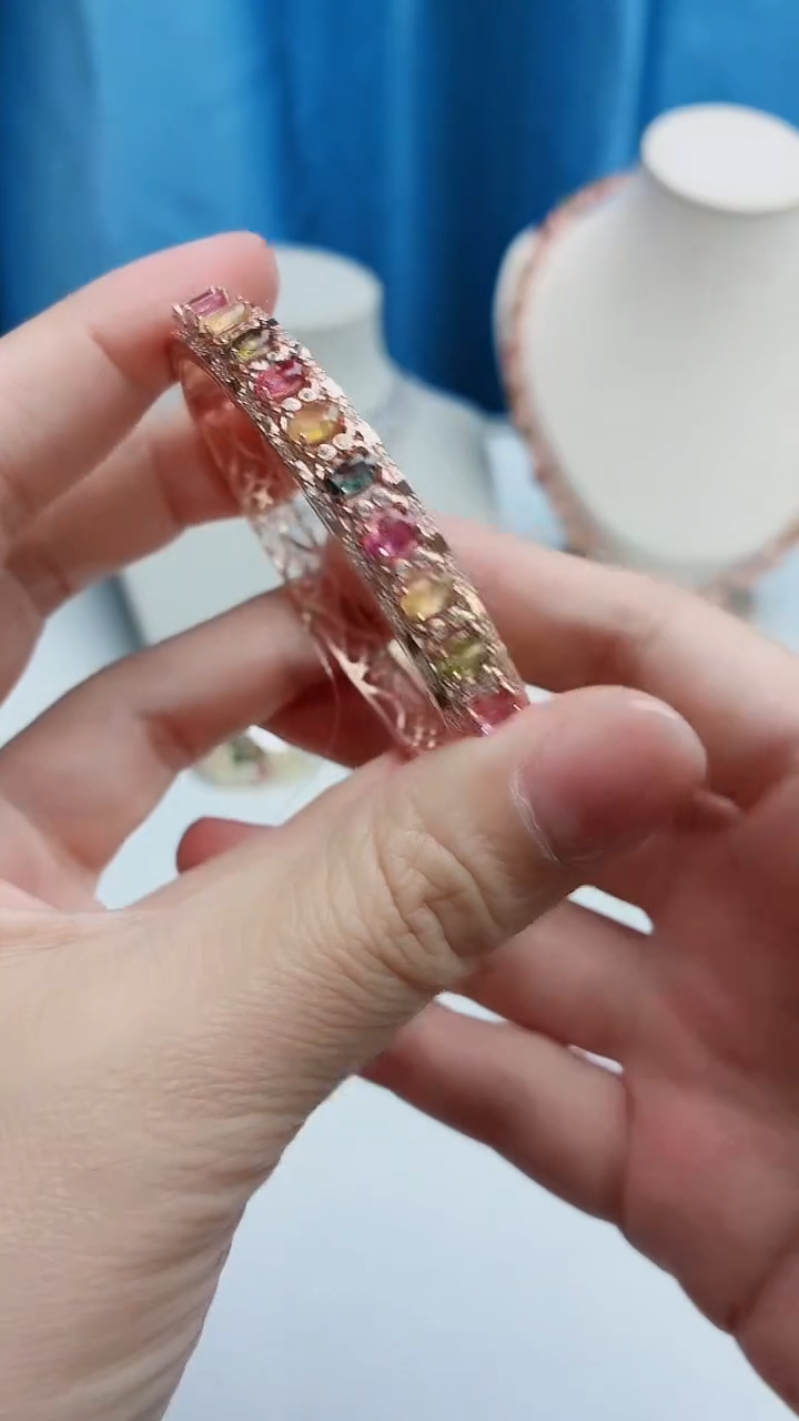 银S925镶嵌手镯碧玺1110ZB506产品一个（多样性）