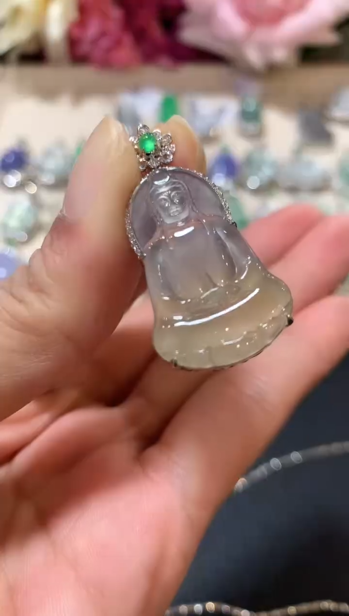 吊坠(不含链)18K金镶嵌翡翠z50  