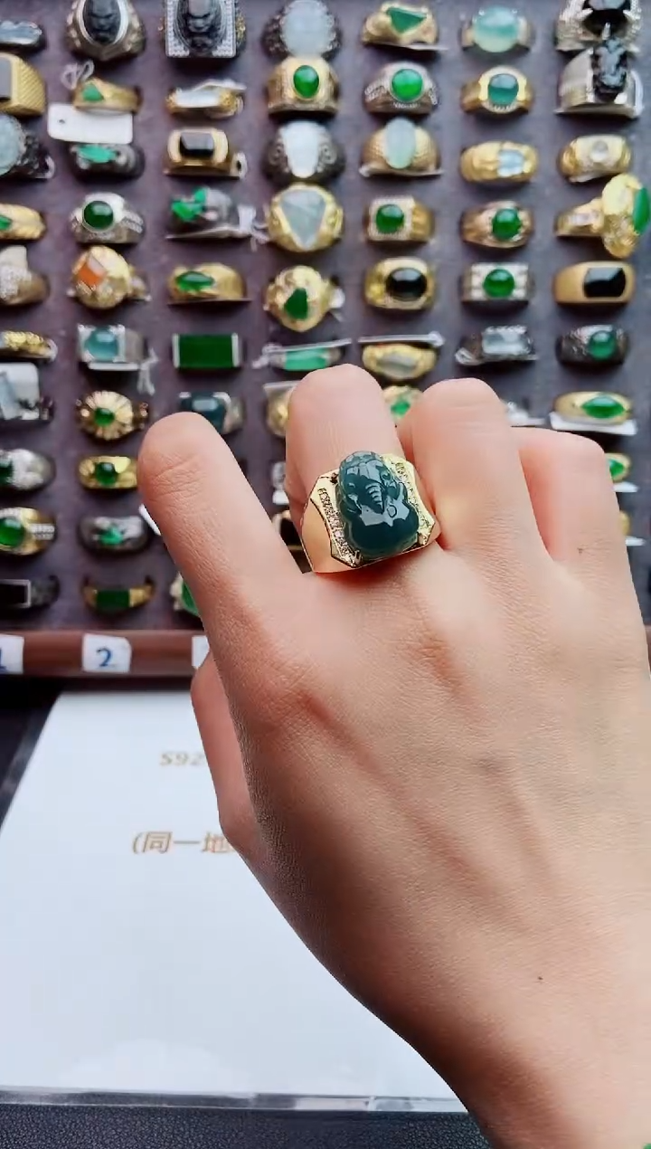 未镶嵌戒指翡翠天然翡翠男戒