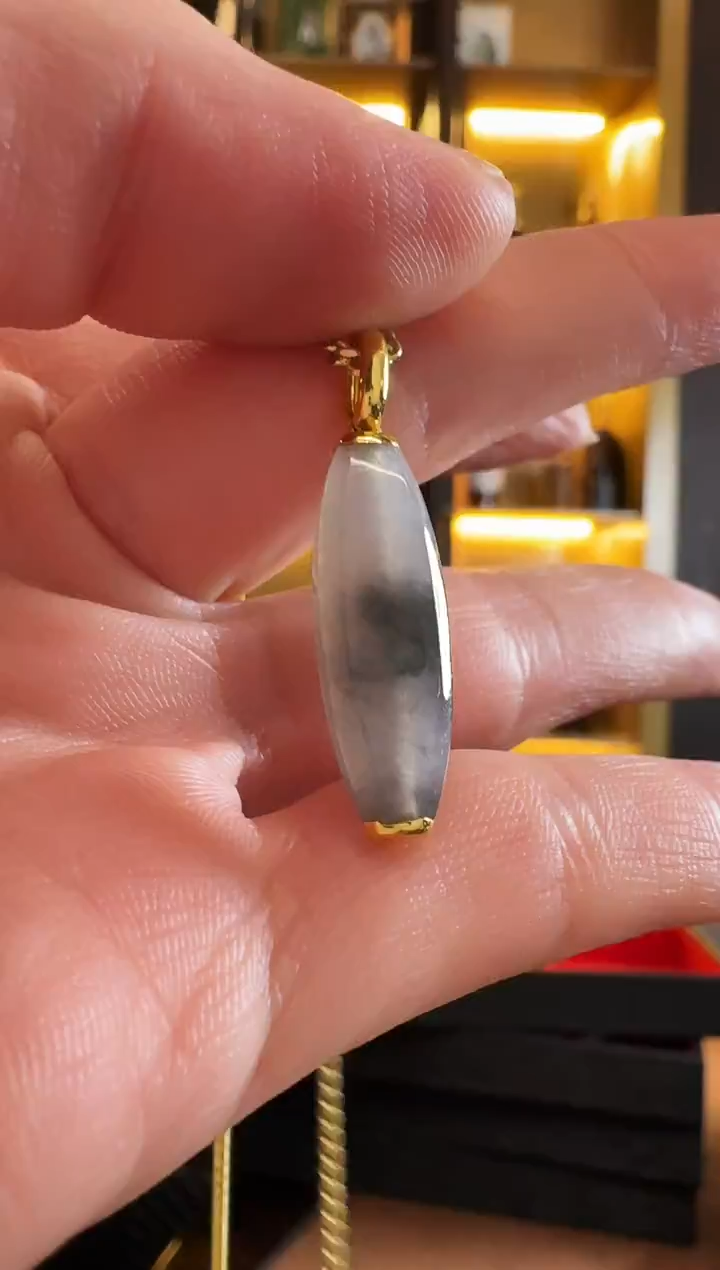 吊坠(不含链)18K金镶嵌翡翠吊坠