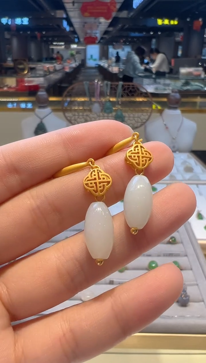 【闪购商品】和田玉耳饰银S925镶嵌25