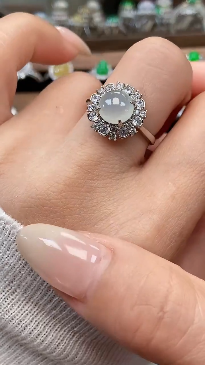 银S925镶嵌戒指翡翠6818