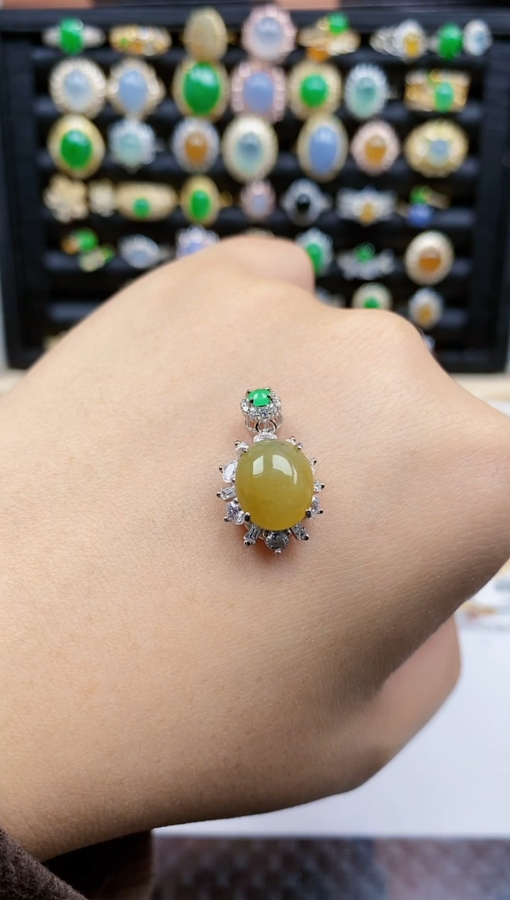 银S925镶嵌戒指翡翠470