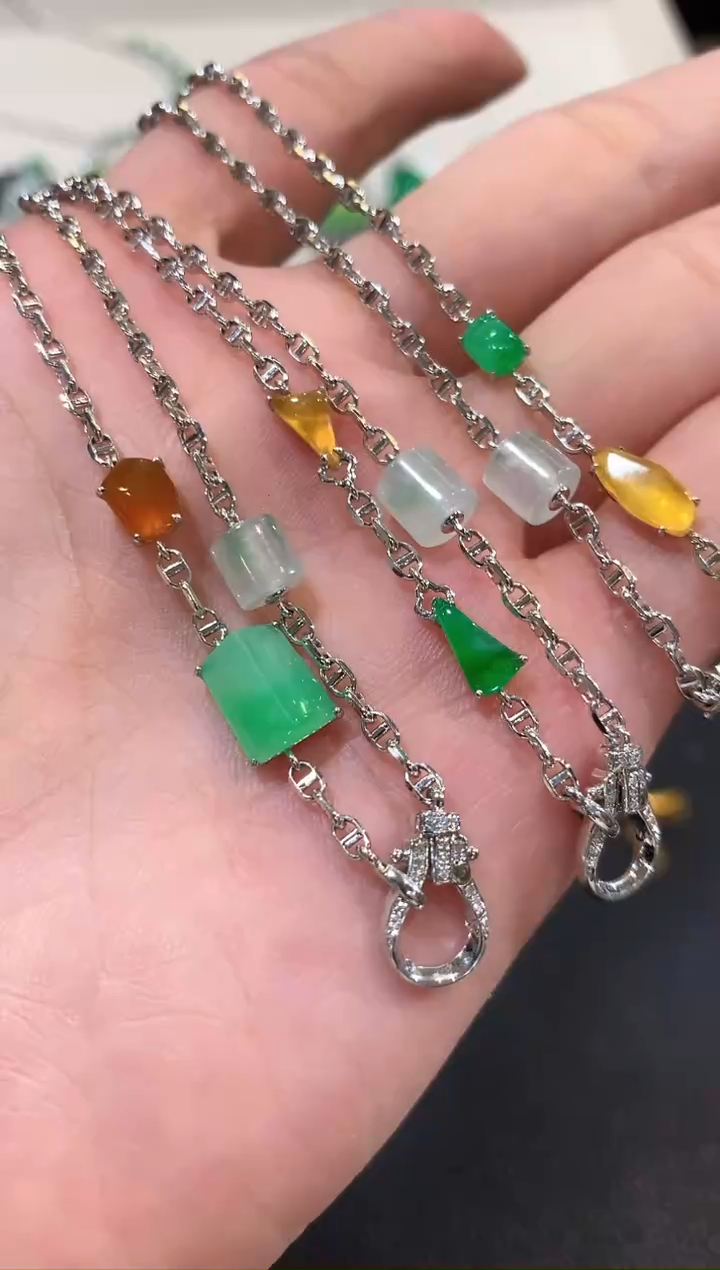 翡翠18K金镶嵌项链c116多样性一件发货