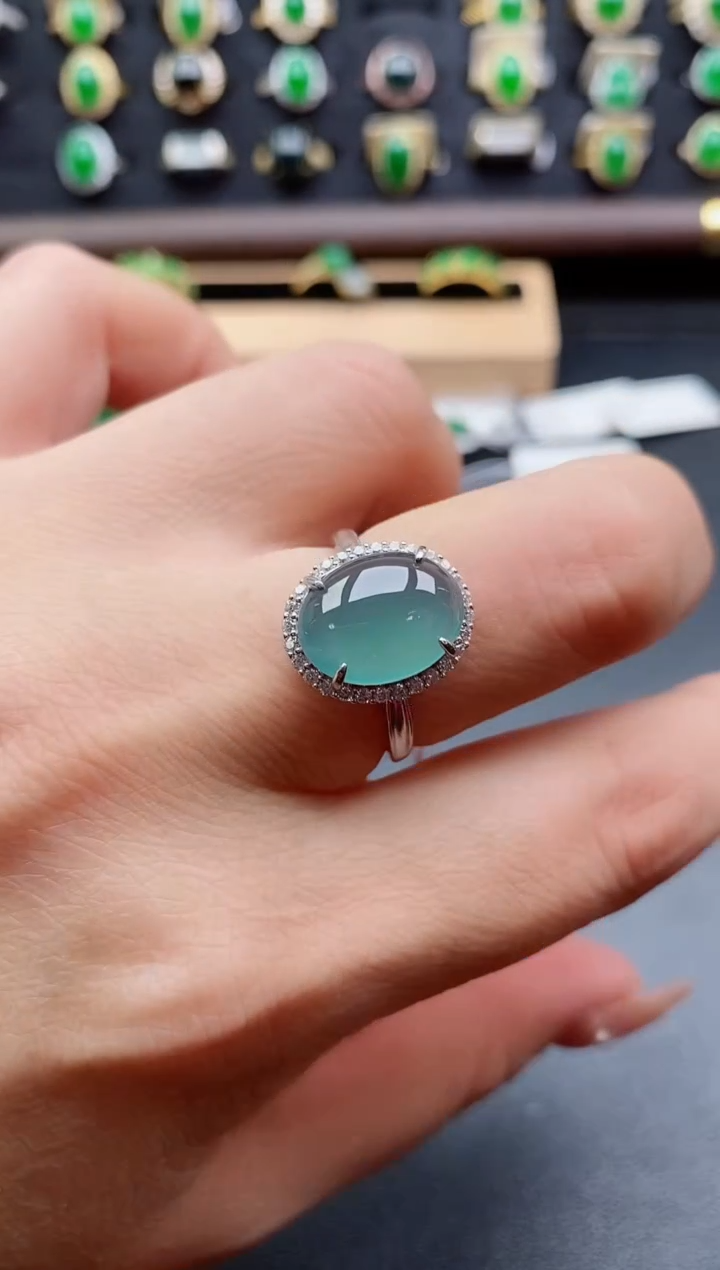 银S925镶嵌戒指翡翠1