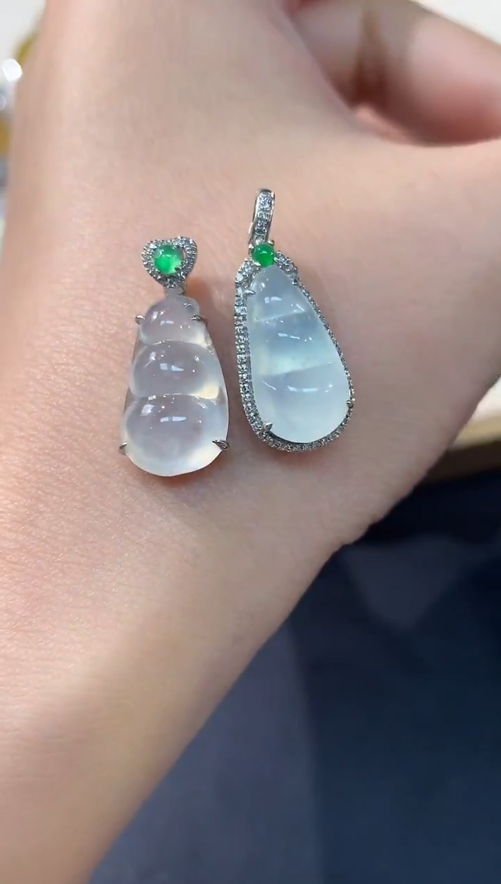 吊坠(不含链)18K金镶嵌翡翠W93|3980