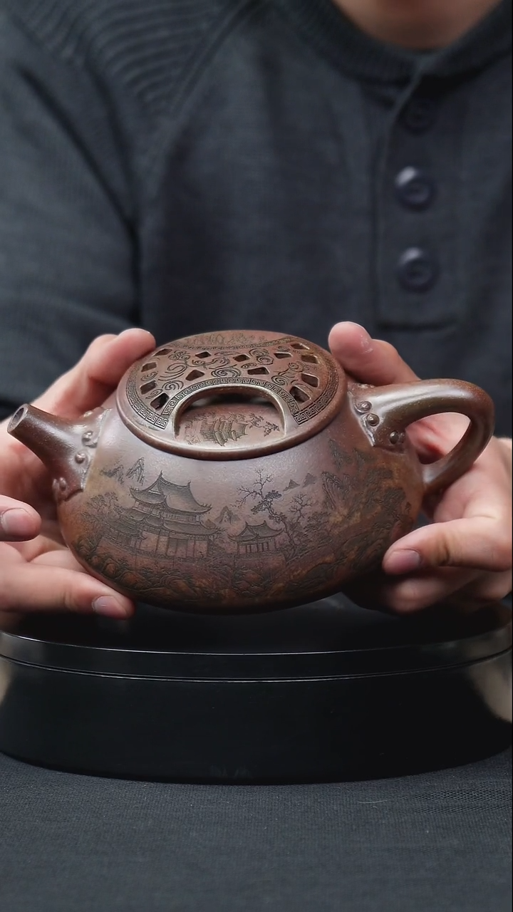【闪购商品】紫砂茶壶云雾沉香泥牛盖石瓢